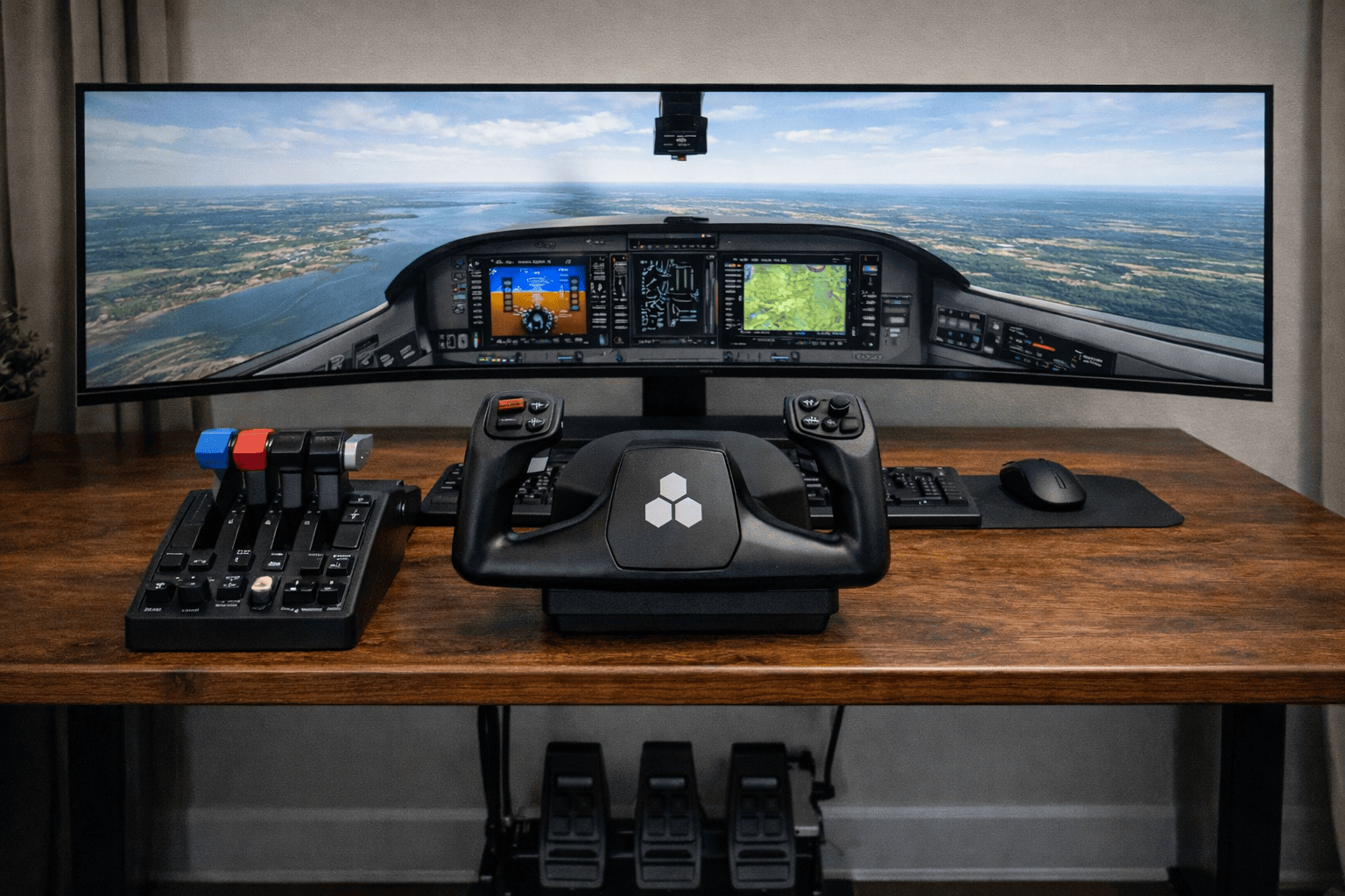 Flight simulator setup in home office