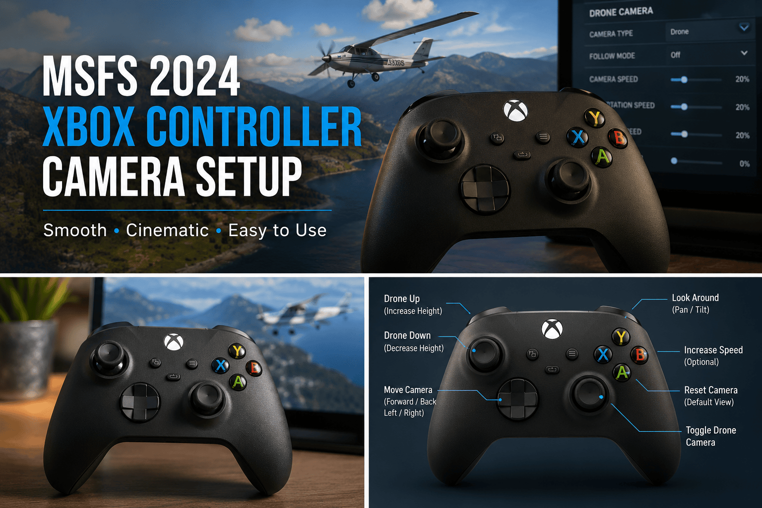 Optimized Xbox controller setup for realistic flight simulation in MSFS 2024.