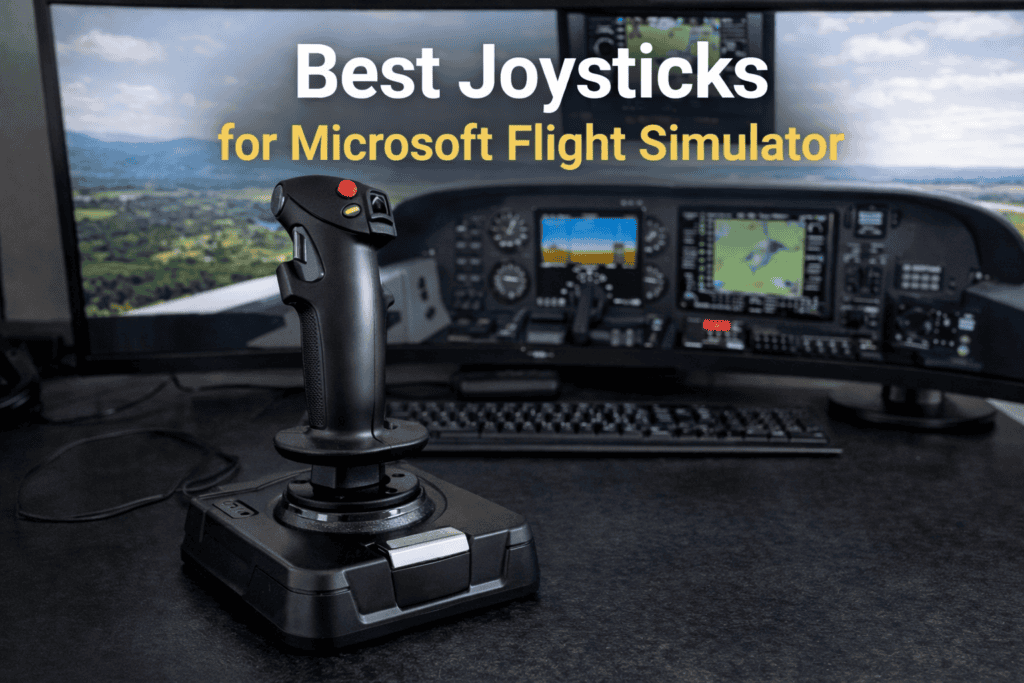 High-quality flight joystick for Microsoft Flight Simulator gameplay.
