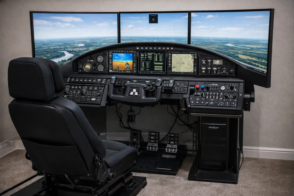 Flight simulator cockpit setup at home