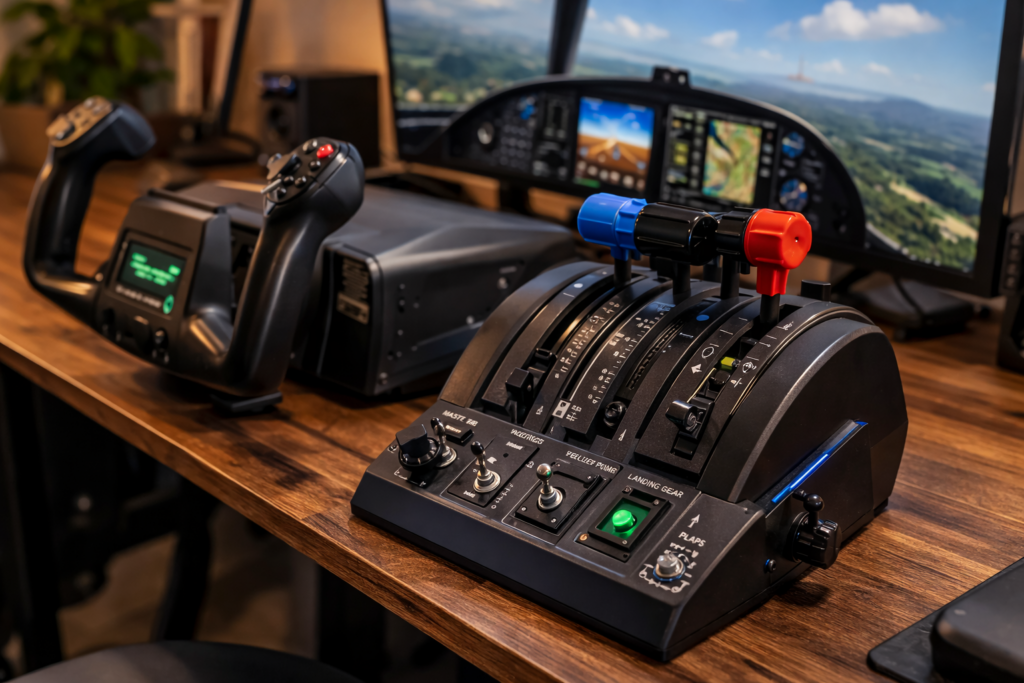 Flight yoke and throttles