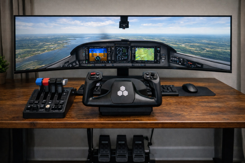 Flight simulator setup in the home office