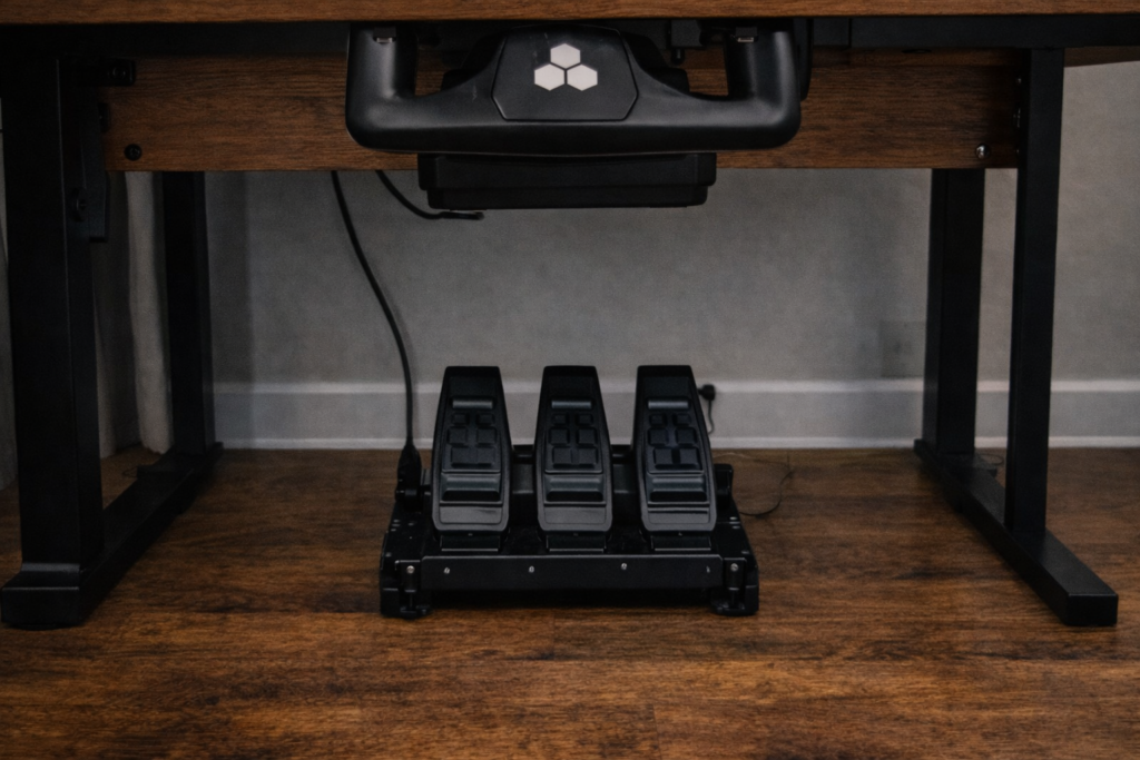 High-quality flight simulation pedals for immersive flying experience.