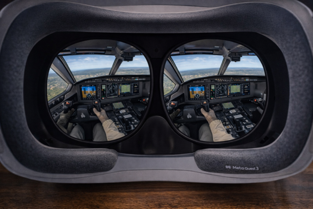 Pilot's view through Meta Quest 3 VR