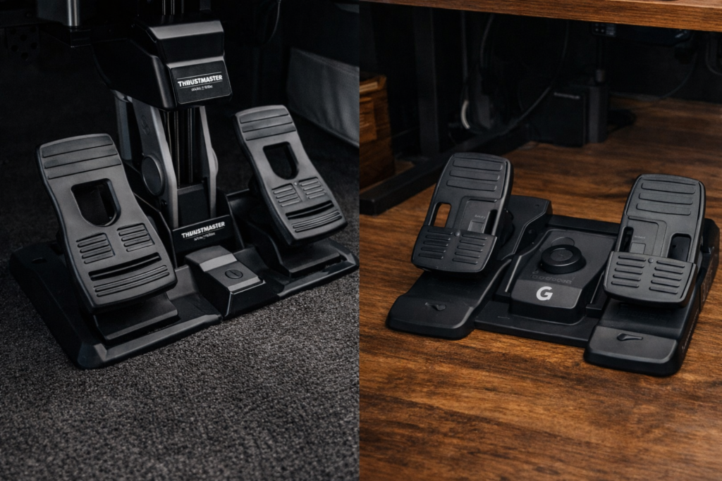 Rudder pedal comparison for simulators