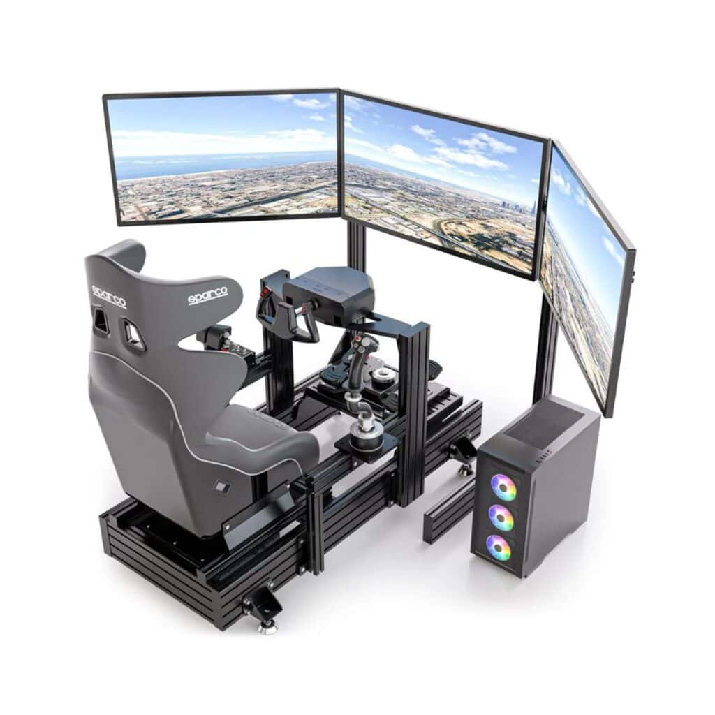 Advanced Flight Simulator with Triple Screen Setup.