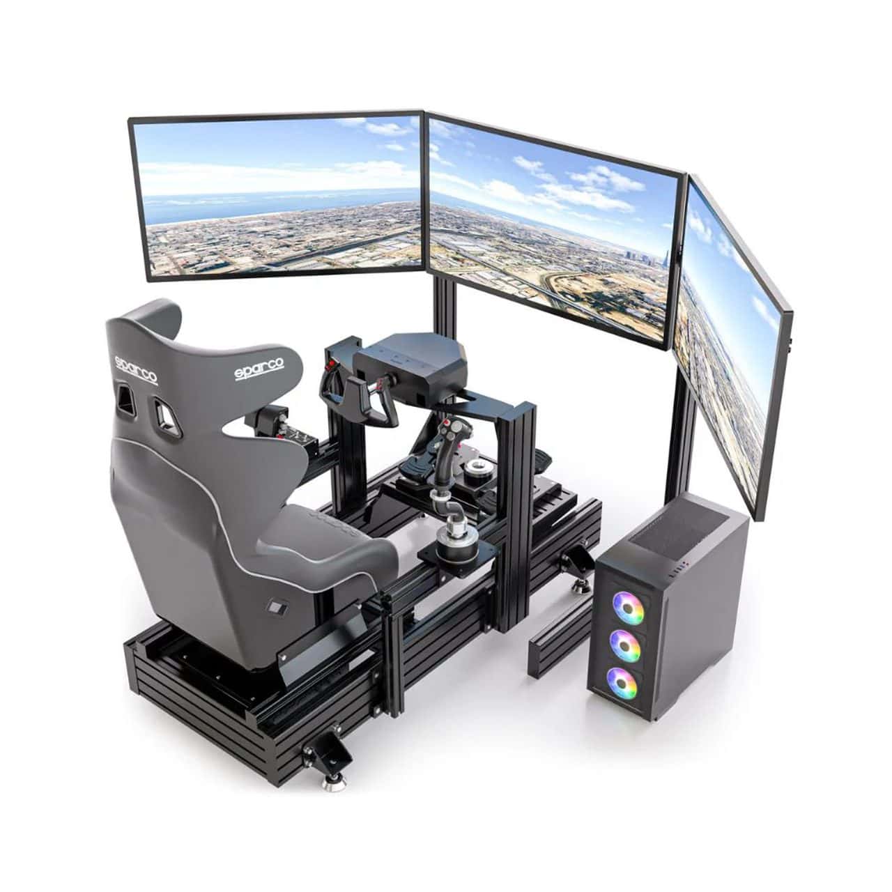 Advanced Flight Simulator with Triple Screen Setup.