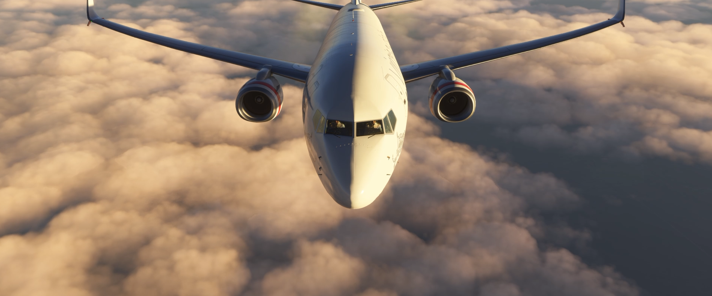 ChasePlane front aircraft external view above clouds in Microsoft Flight Simulator 2024