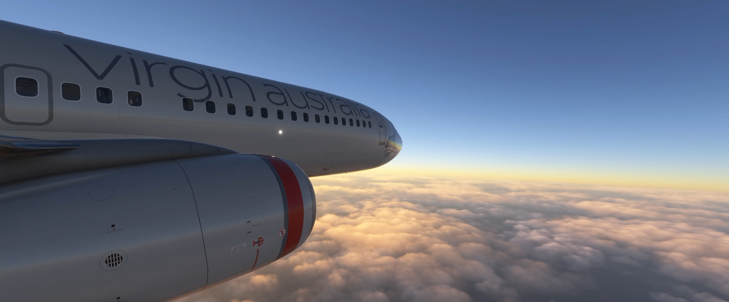 ChasePlane left side aircraft view above clouds in Flight Simulator 2024