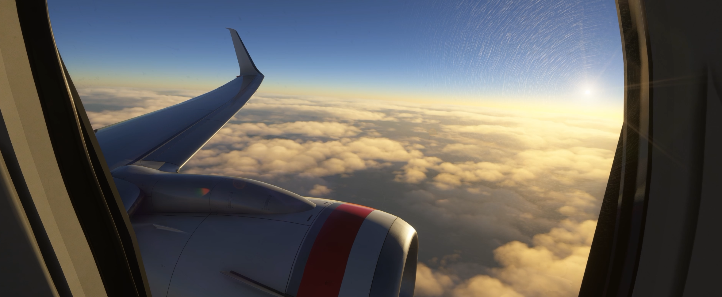 ChasePlane passenger wing view above clouds in Microsoft Flight Simulator 2024